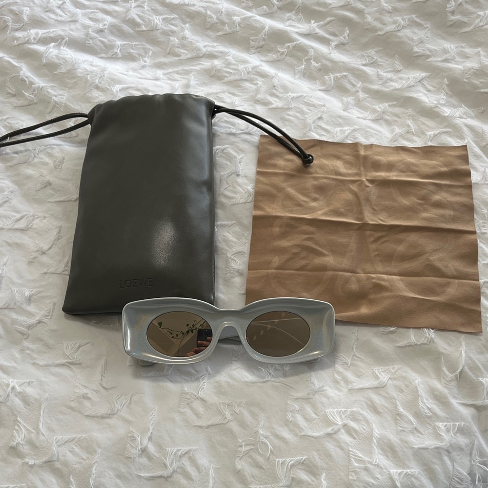 Loewe X Paula’s Ibiza Silver iridescent Rectangular Sunglasses